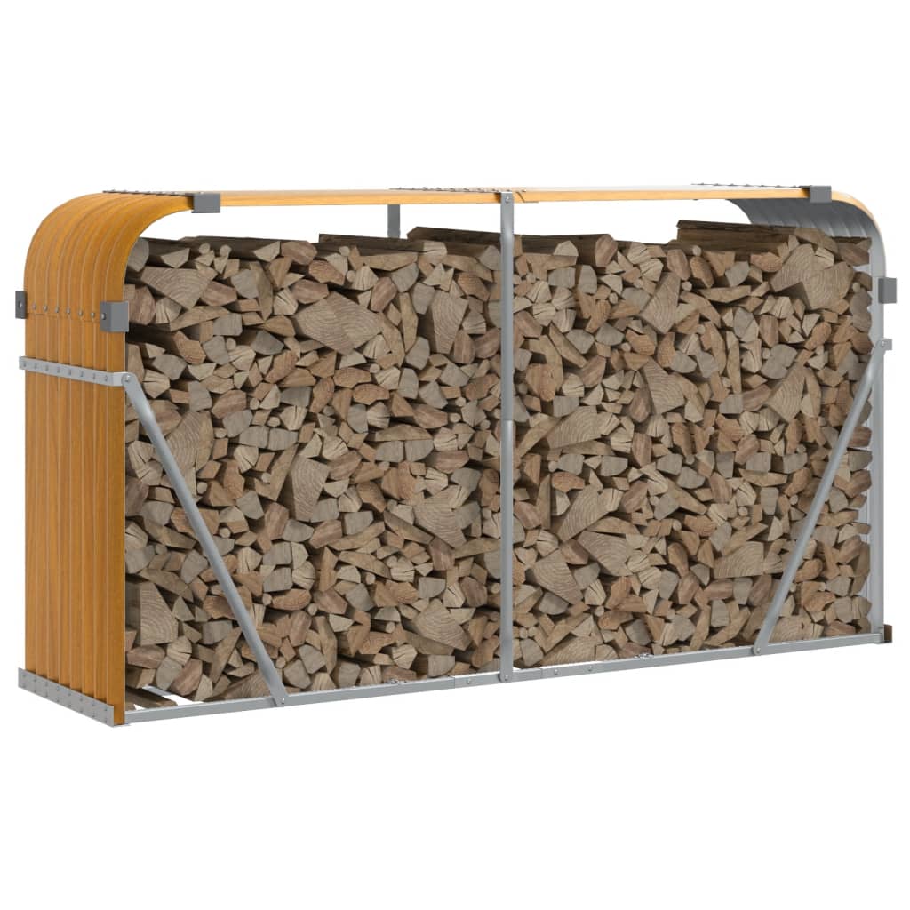 Vidaxl haardhoutopslag 180x45x100 cm gegalvaniseerd staal lichtbruin