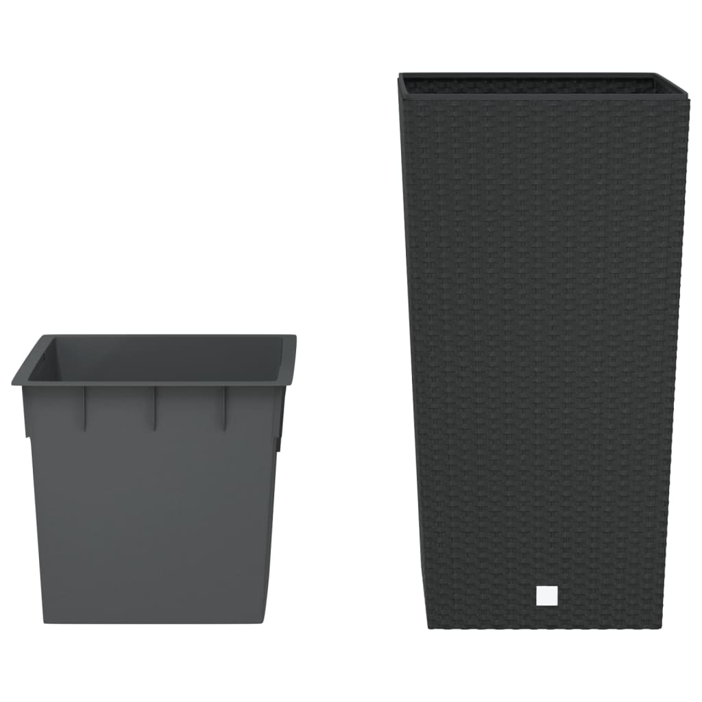 VidaXL Plantenbak met uitneembare bak rattan-look 21 49 L PP antraciet