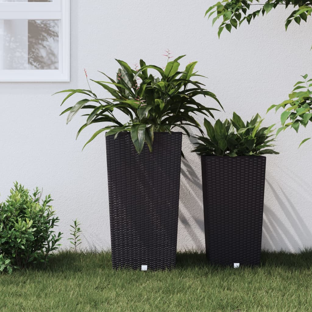 VidaXL Plantenbak met uitneembare bak rattan-look 21 49 L PP antraciet