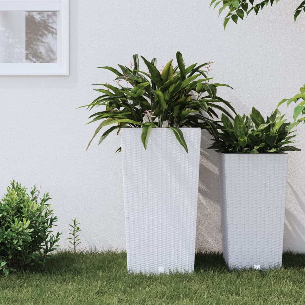 VidaXL Plantenbak met uitneembare bak rattan-look 21 49 L PP wit