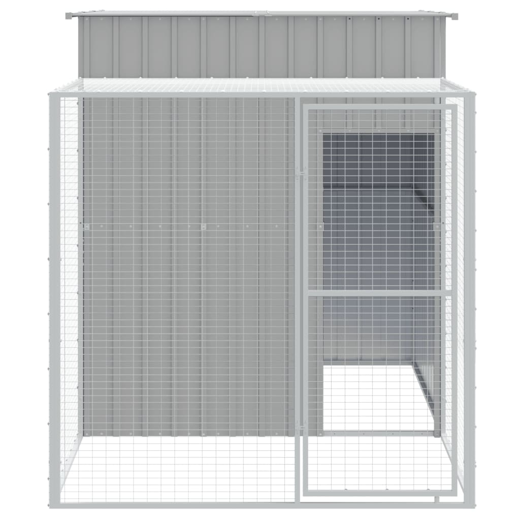 VidaXL Kippenhok met ren 165x251x181 cm gegalvaniseerd staal grijs
