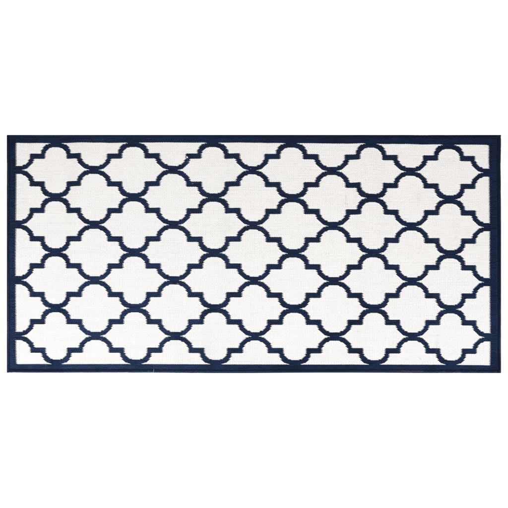 Vidaxl buitenkleed omkeerbaar 100x200 cm marineblauw en wit