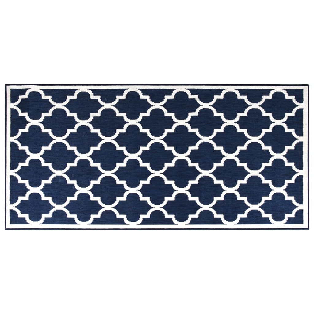 Vidaxl buitenkleed omkeerbaar 100x200 cm marineblauw en wit