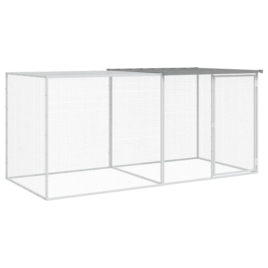 VidaXL Kippenhok met dak 203x98x90 cm gegalvaniseerd staal lichtgrijs