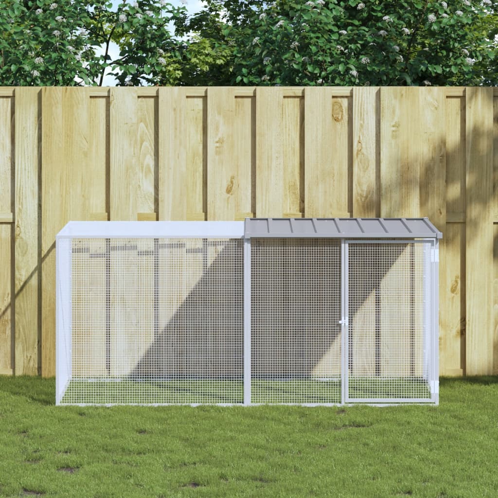 VidaXL Kippenhok met dak 203x98x90 cm gegalvaniseerd staal lichtgrijs