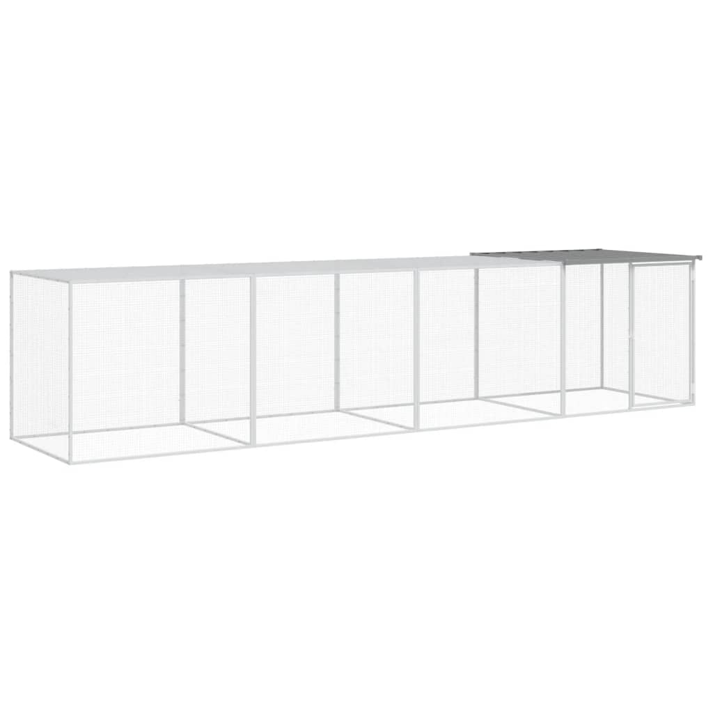 VidaXL Kippenhok met dak 403x98x90 cm gegalvaniseerd staal lichtgrijs