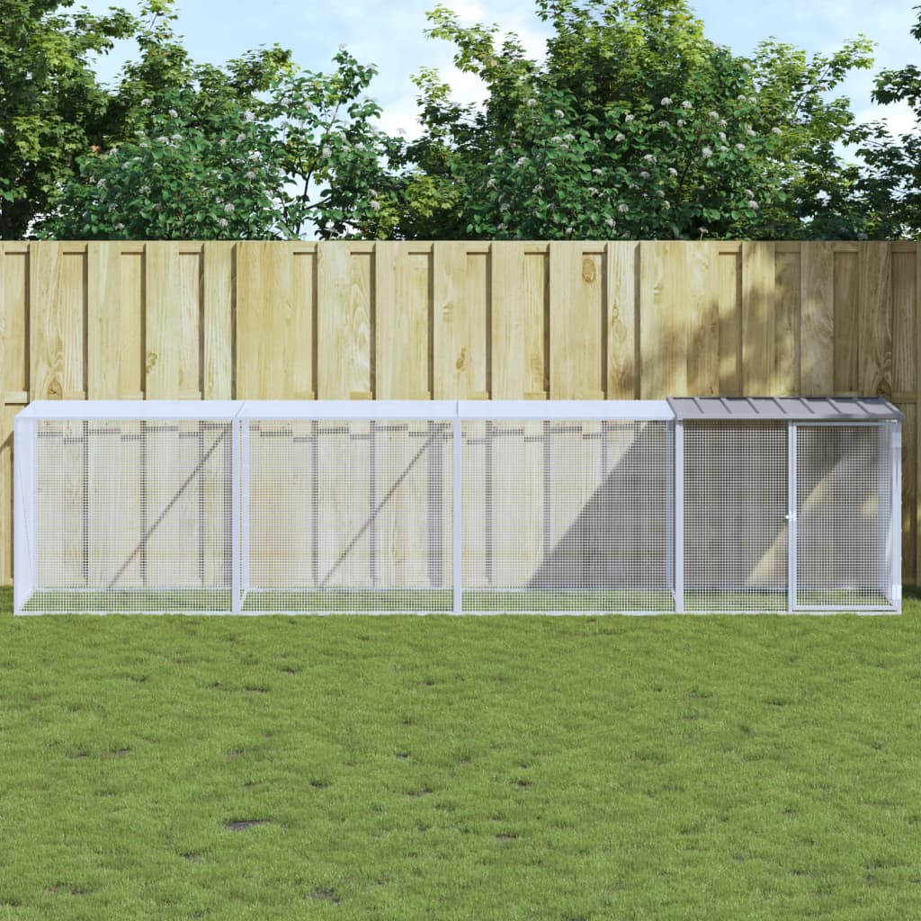 VidaXL Kippenhok met dak 403x98x90 cm gegalvaniseerd staal lichtgrijs