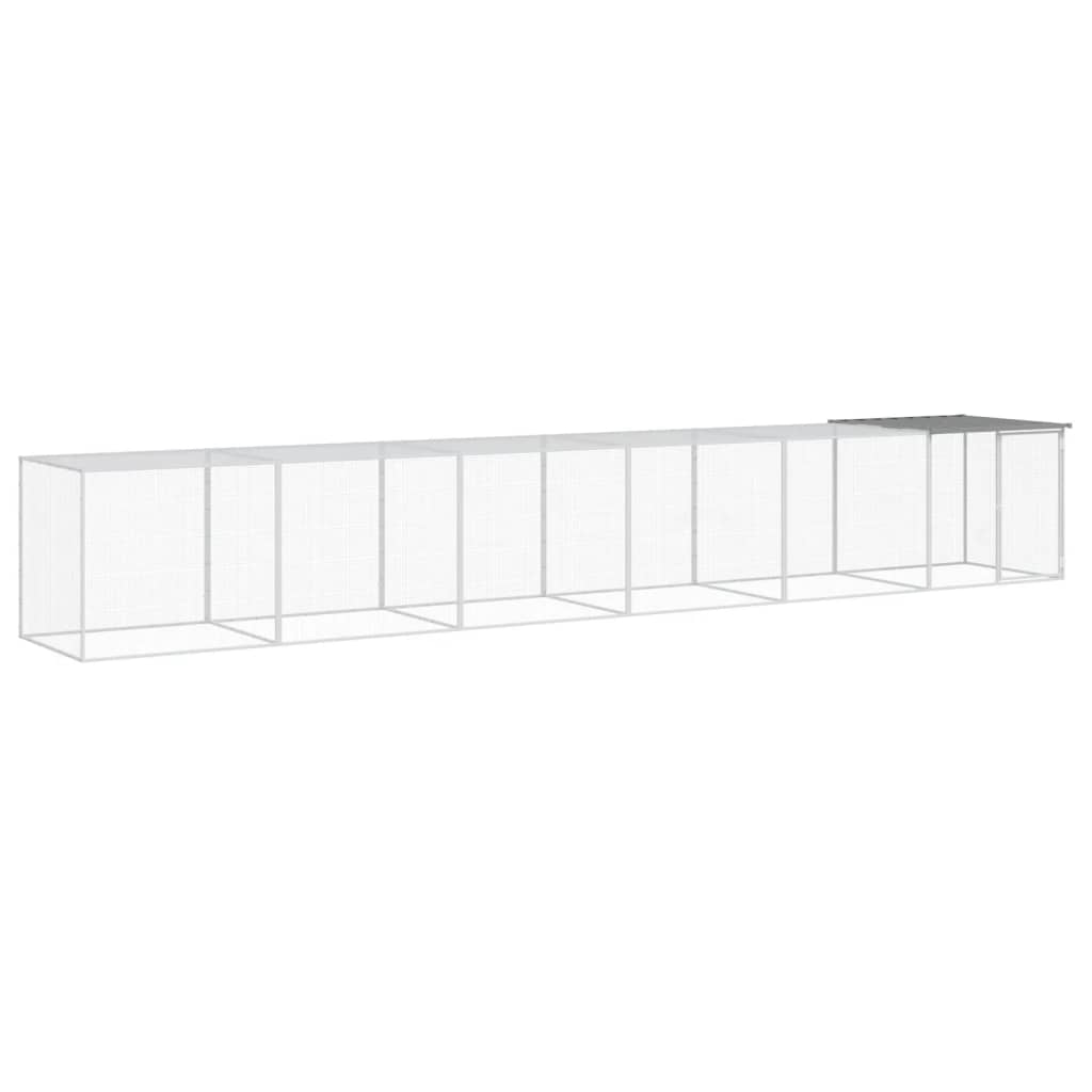 VidaXL Kippenhok met dak 603x98x90 cm gegalvaniseerd staal lichtgrijs