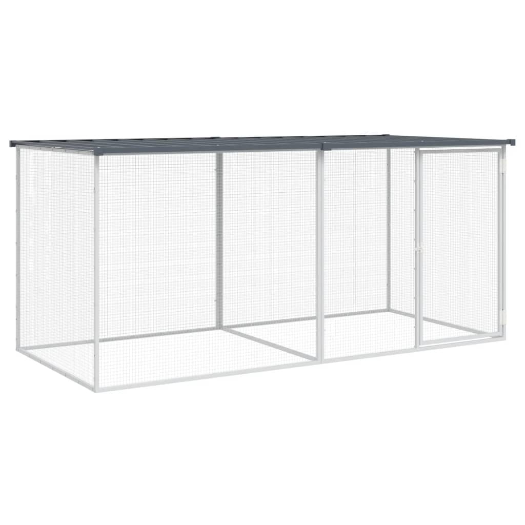 VidaXL Kippenhok met dak 203x98x90 cm gegalvaniseerd staal antraciet
