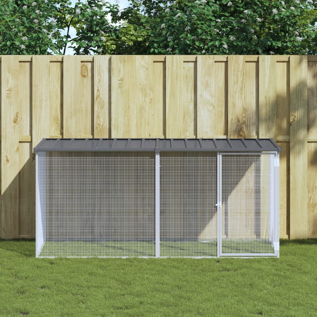 VidaXL Kippenhok met dak 203x98x90 cm gegalvaniseerd staal antraciet