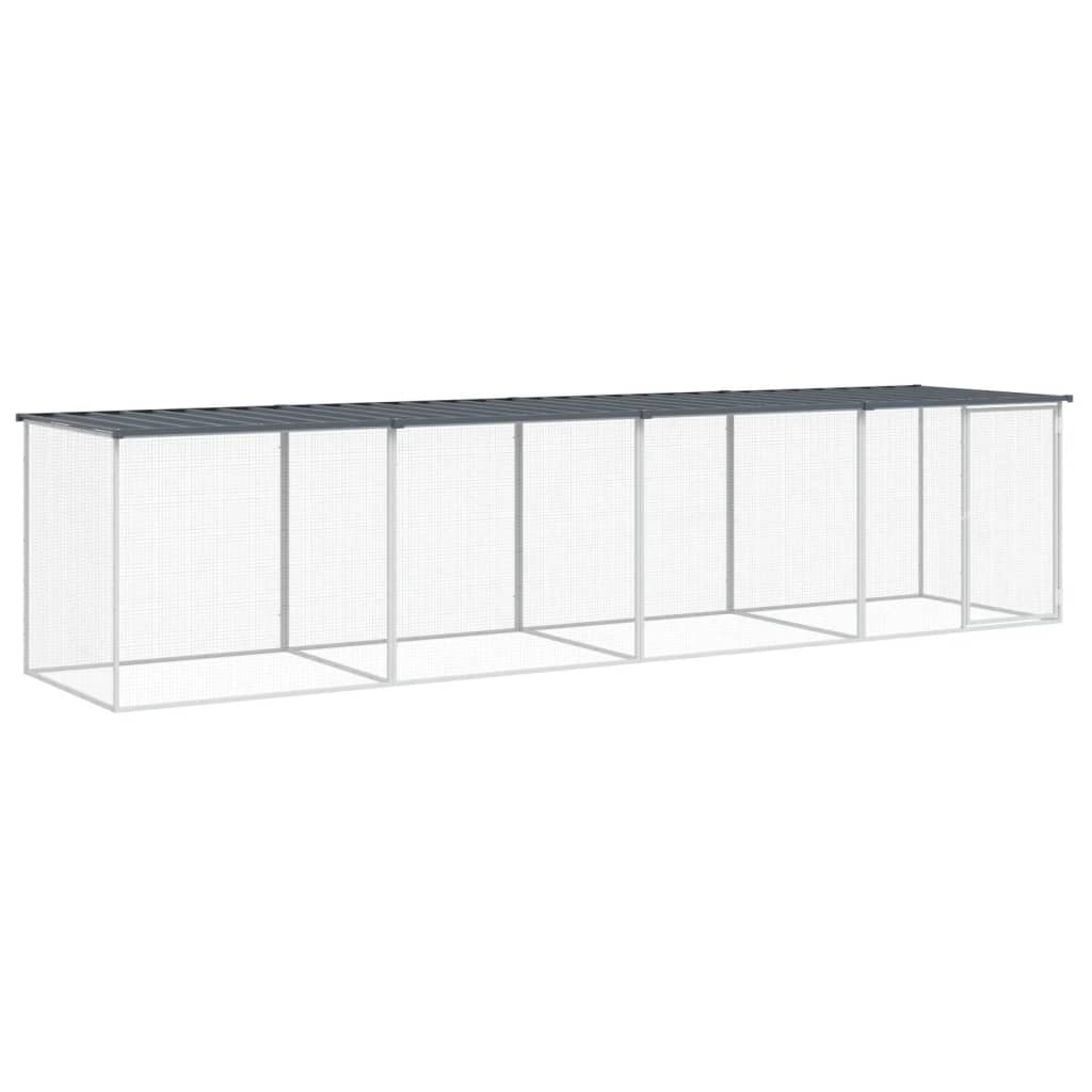 VidaXL Kippenhok met dak 403x98x90 cm gegalvaniseerd staal antraciet