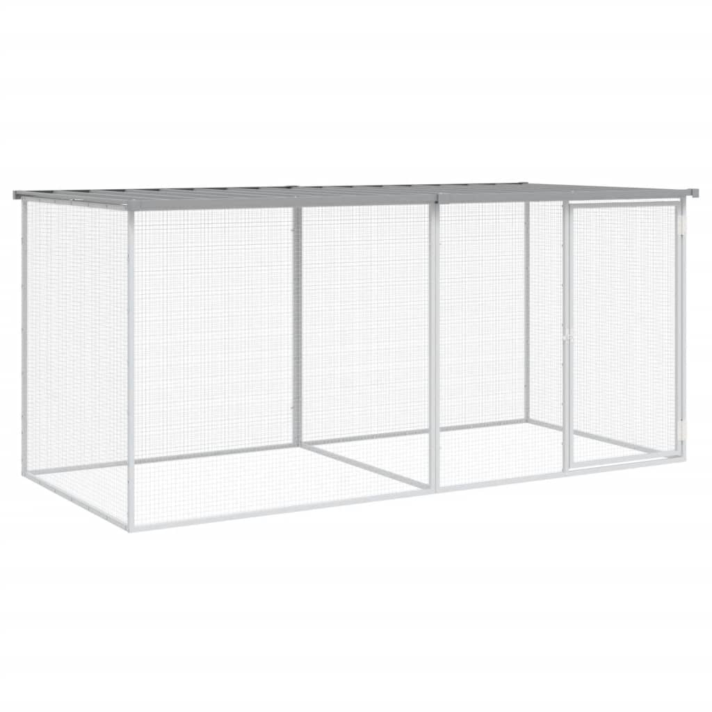 VidaXL Kippenhok met dak 203x98x90 cm gegalvaniseerd staal lichtgrijs