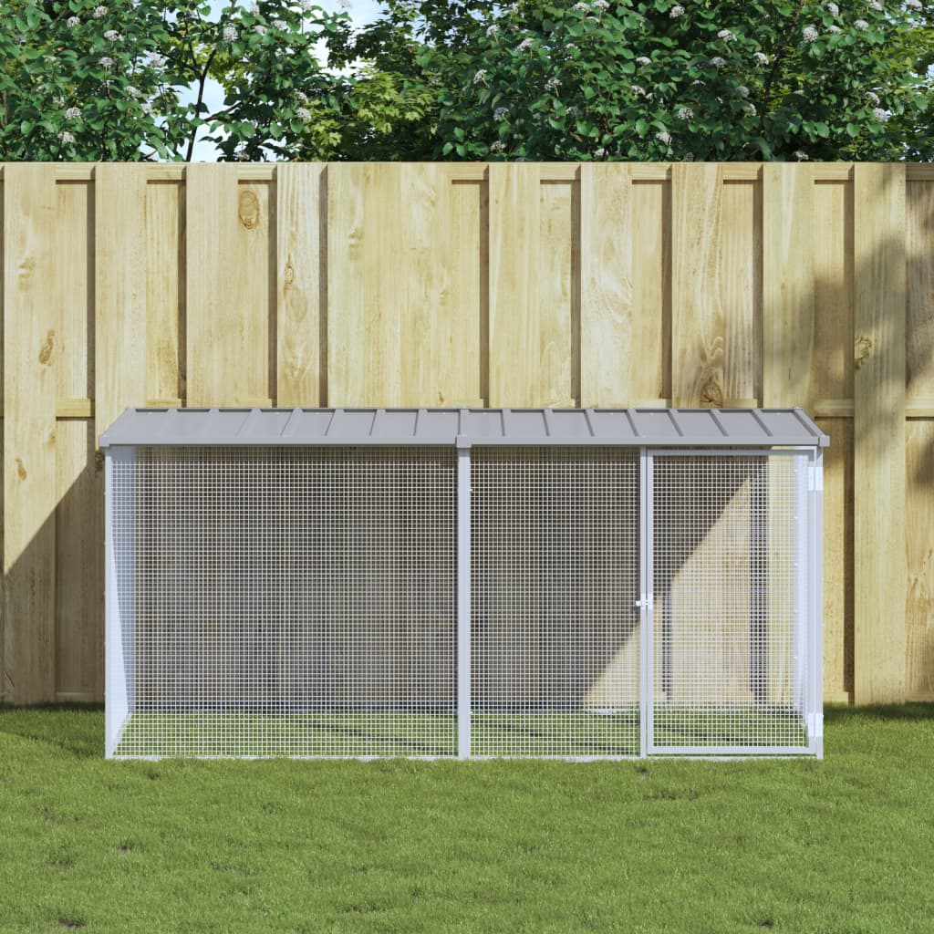 VidaXL Kippenhok met dak 203x98x90 cm gegalvaniseerd staal lichtgrijs