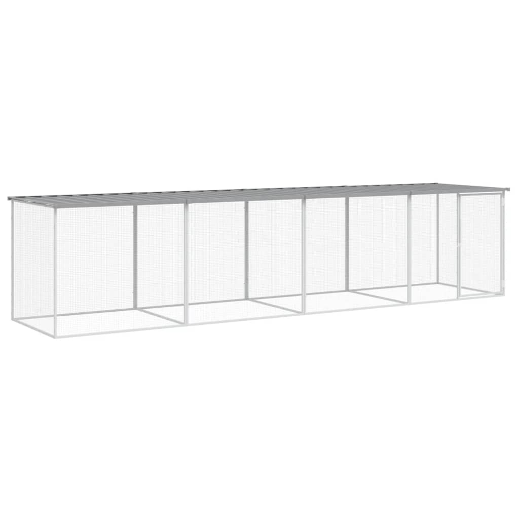 VidaXL Kippenhok met dak 403x98x90 cm gegalvaniseerd staal lichtgrijs