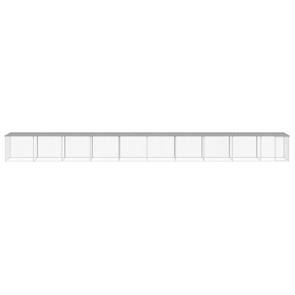 VidaXL Kippenhok met dak 1003x98x90 cm gegalvaniseerd staal lichtgrijs