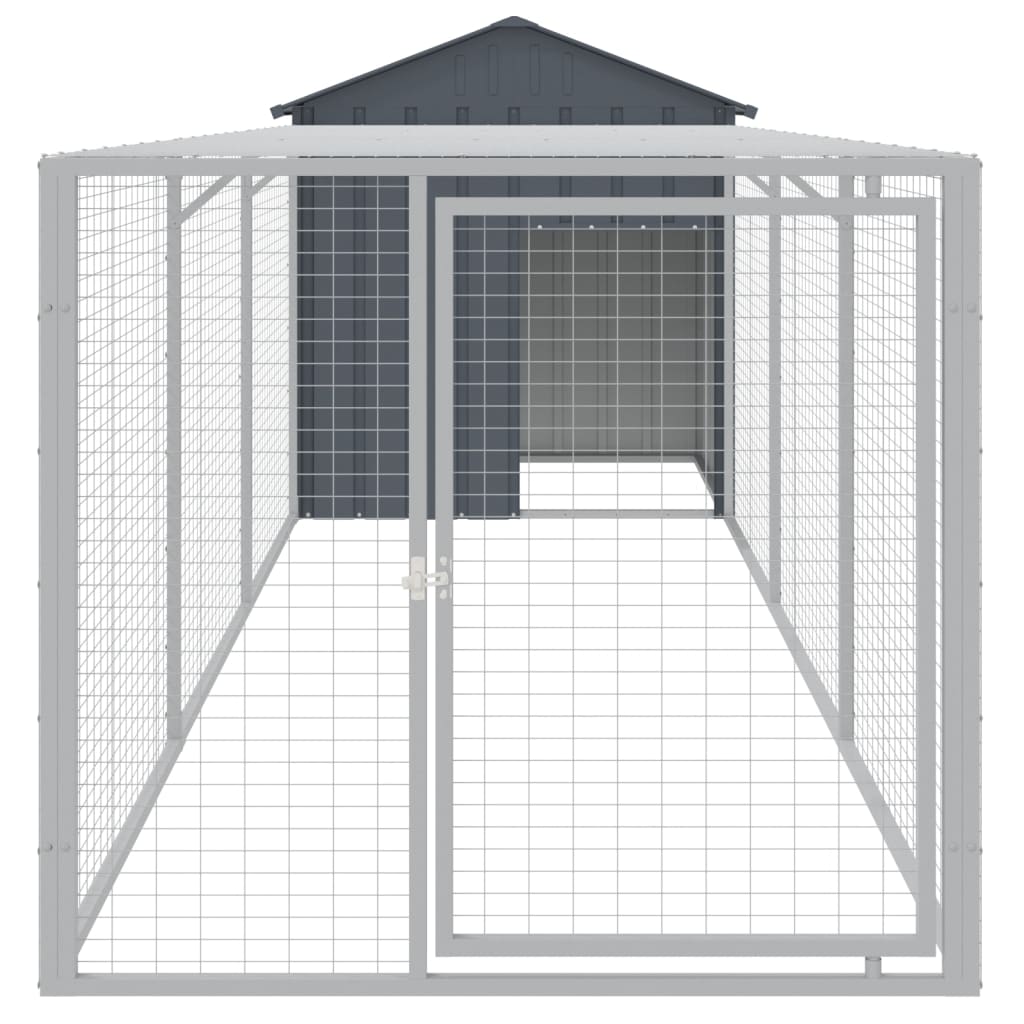 VidaXL Kippenhok met ren 117x405x123 cm gegalvaniseerd staal antraciet