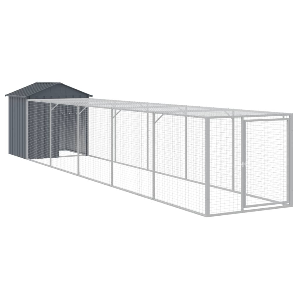 VidaXL Kippenhok met ren 117x609x123 cm gegalvaniseerd staal antraciet