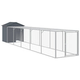 VidaXL Kippenhok met ren 117x609x123 cm gegalvaniseerd staal antraciet