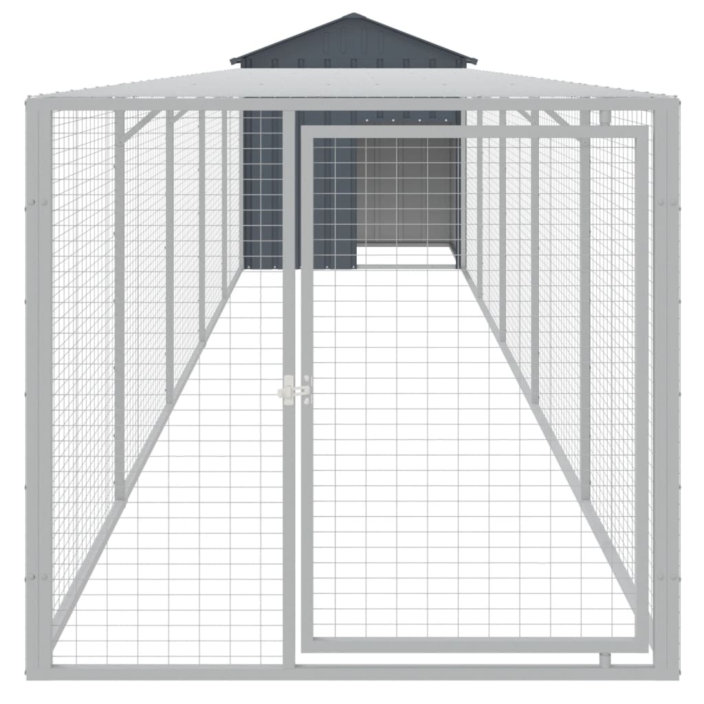 VidaXL Kippenhok met ren 117x609x123 cm gegalvaniseerd staal antraciet