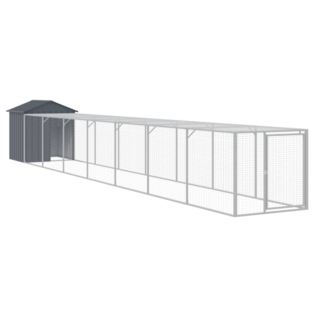 VidaXL Kippenhok met ren 117x813x123 cm gegalvaniseerd staal antraciet