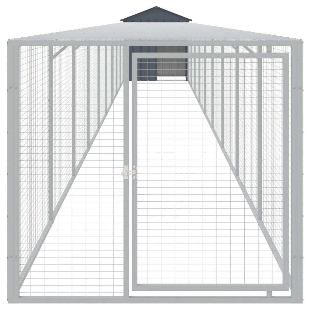 VidaXL Kippenhok met ren 117x1017x123 cm staal antracietkleurig