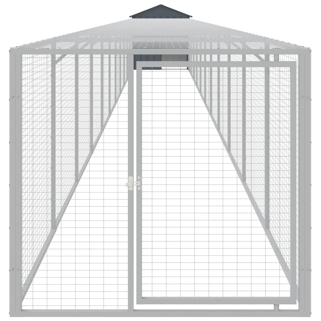 VidaXL Kippenhok met ren 117x1221x123 cm staal antracietkleurig