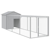 VidaXL Kippenhok met ren 117x405x123 cm staal lichtgrijs