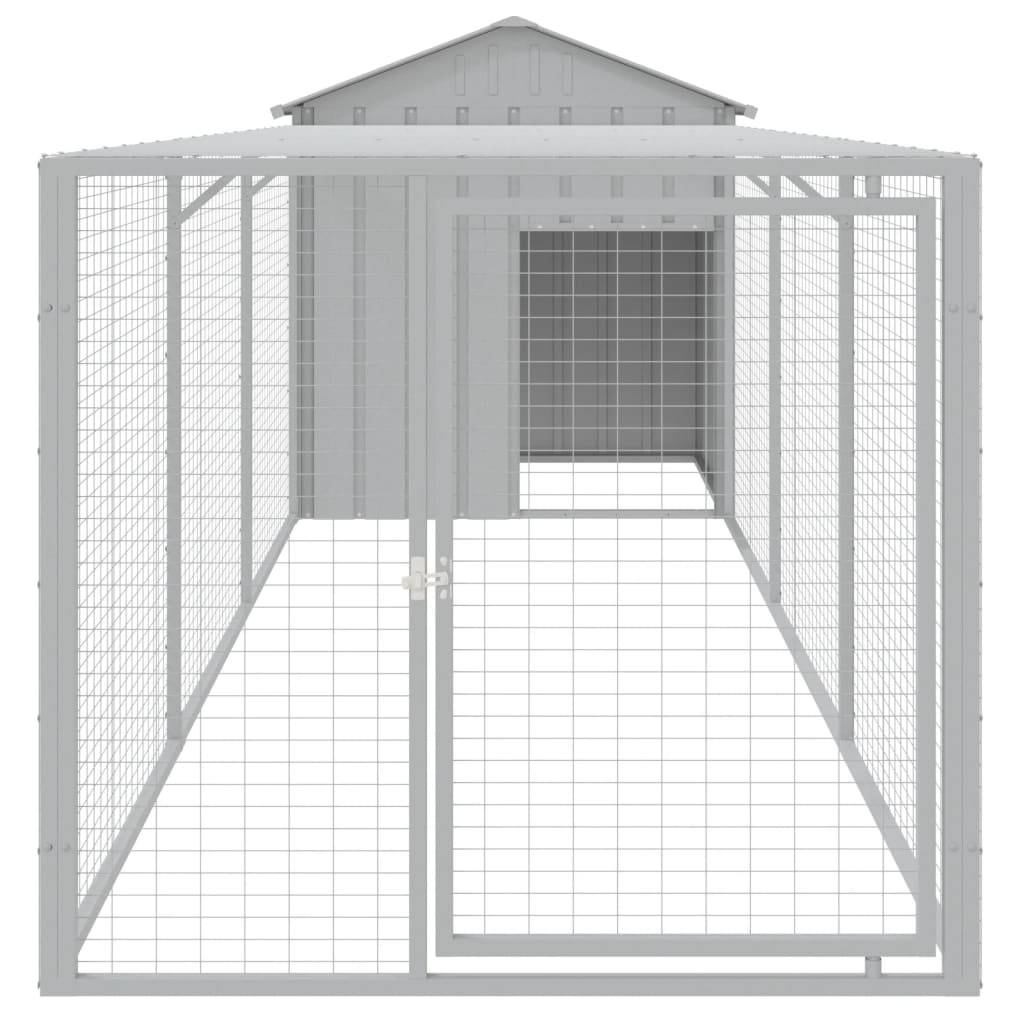 VidaXL Kippenhok met ren 117x405x123 cm staal lichtgrijs