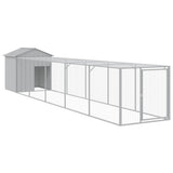 VidaXL Kippenhok met ren 117x609x123 cm staal lichtgrijs