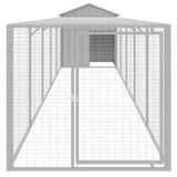 VidaXL Kippenhok met ren 117x609x123 cm staal lichtgrijs