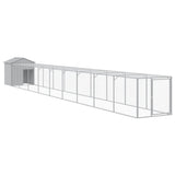 VidaXL Kippenhok met ren 117x1017x123 cm staal lichtgrijs