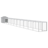 VidaXL Kippenhok met ren 117x1221x123 cm staal lichtgrijs