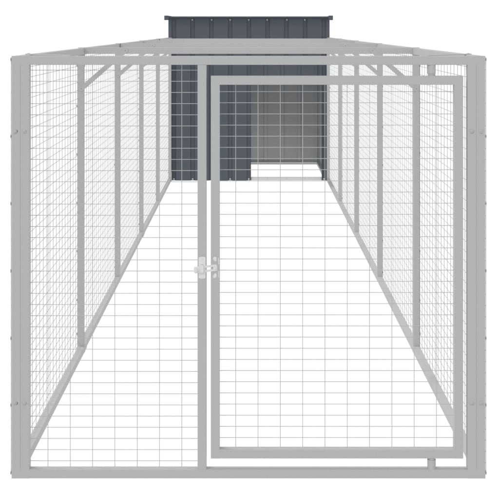 VidaXL Hondenhok met ren 110x609x110 cm gegalvaniseerd staal antraciet