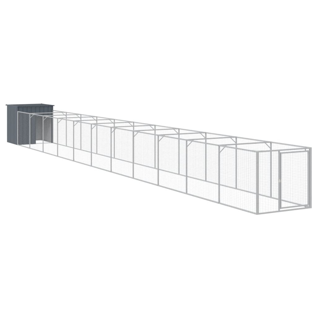 VidaXL Hondenhok met ren 110x1221x110 cm staal antracietkleurig