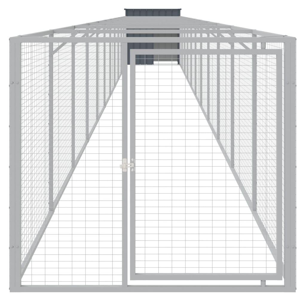 VidaXL Hondenhok met ren 110x1221x110 cm staal antracietkleurig