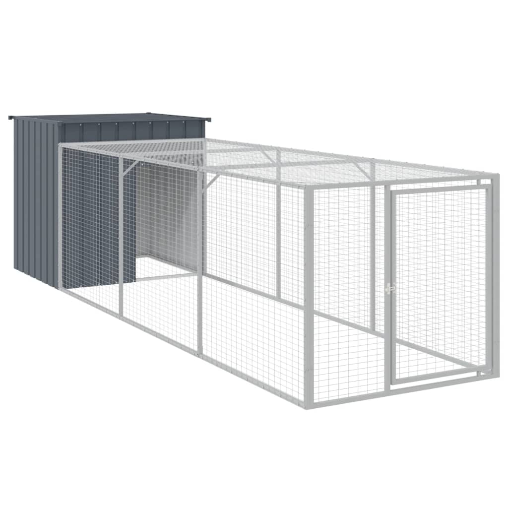 VidaXL Kippenhok met ren 110x405x110 cm gegalvaniseerd staal antraciet