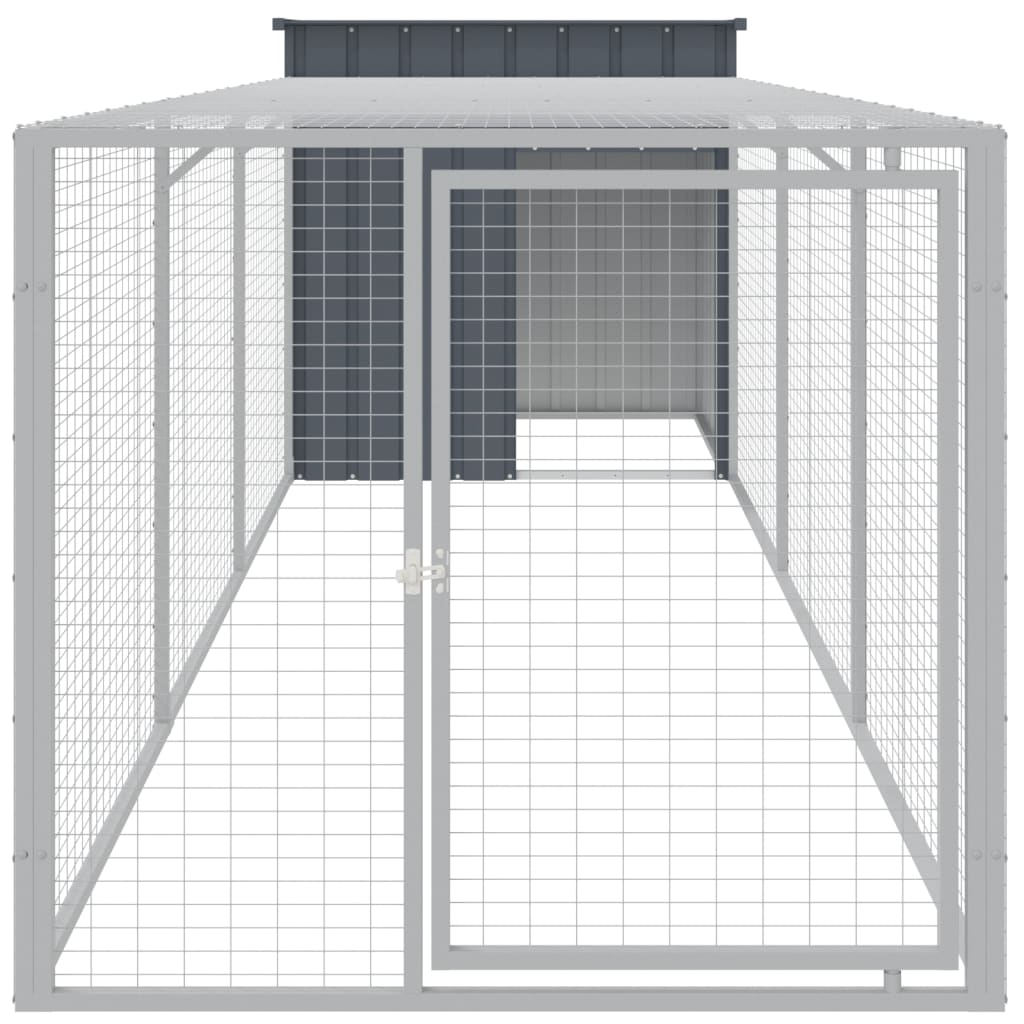 VidaXL Kippenhok met ren 110x405x110 cm gegalvaniseerd staal antraciet