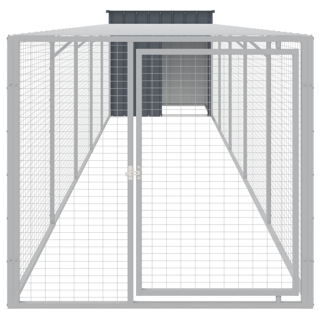 VidaXL Kippenhok met ren 110x609x110 cm gegalvaniseerd staal antraciet