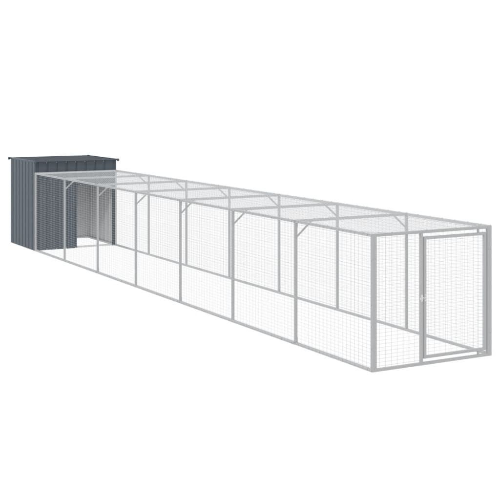 VidaXL Kippenhok met ren 110x813x110 cm gegalvaniseerd staal antraciet