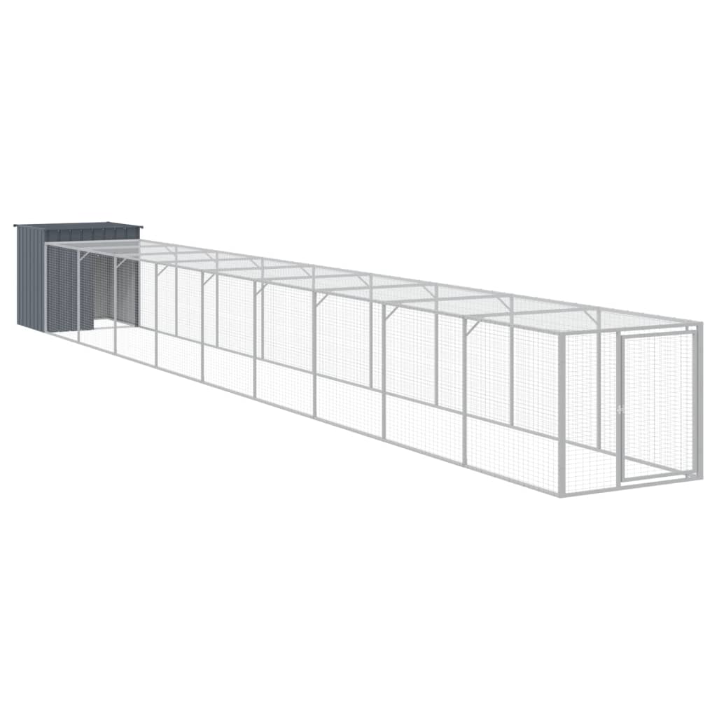 VidaXL Kippenhok met ren 110x1017x110 cm staal antraciet
