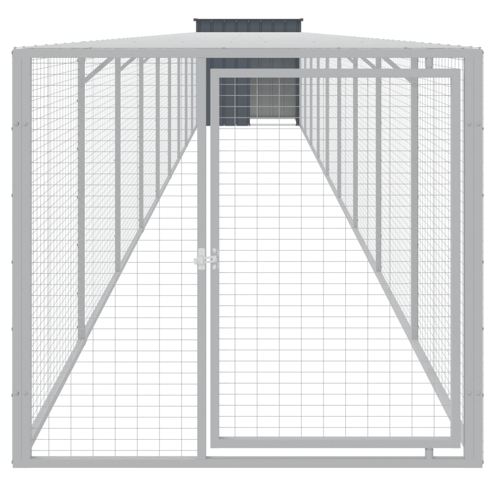 VidaXL Kippenhok met ren 110x1017x110 cm staal antraciet