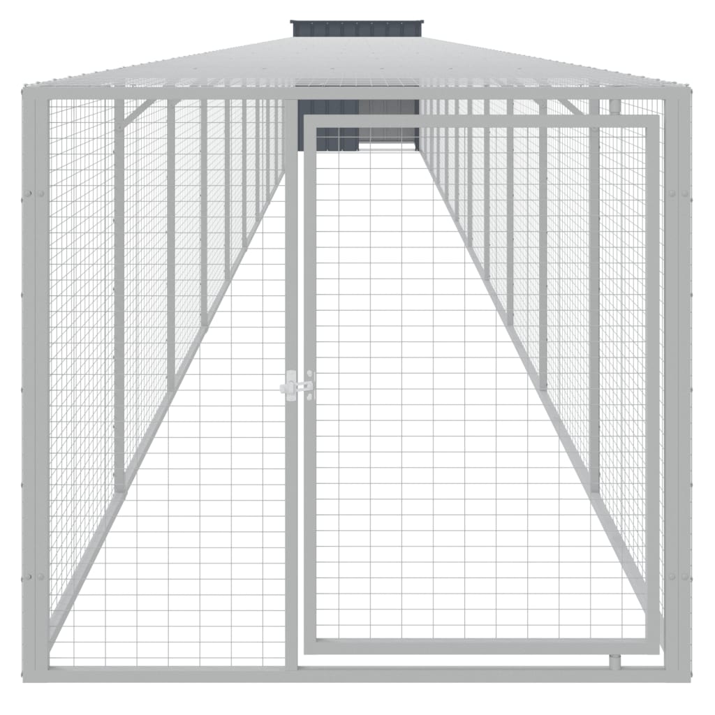 VidaXL Kippenhok met ren 110x1221x110 cm staal antracietkleurig