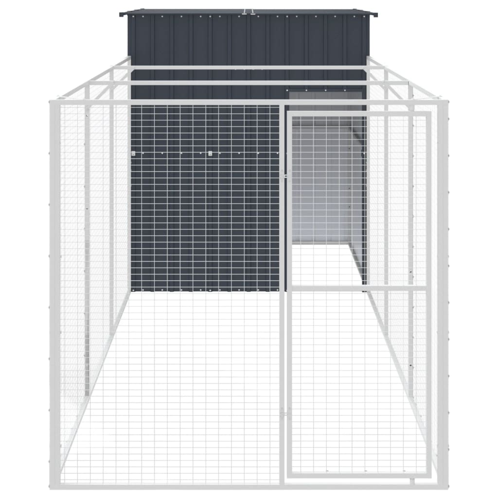 VidaXL Hondenhok met ren 165x455x181 cm gegalvaniseerd staal antraciet