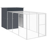 VidaXL Kippenhok met ren 165x455x181 cm gegalvaniseerd staal antraciet