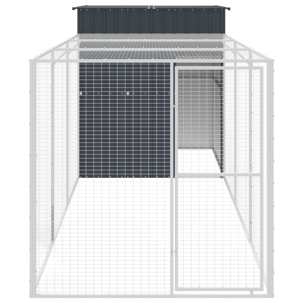 VidaXL Kippenhok met ren 165x455x181 cm gegalvaniseerd staal antraciet