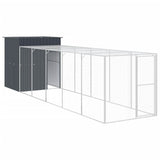 VidaXL Kippenhok met ren 165x659x181 cm gegalvaniseerd staal antraciet