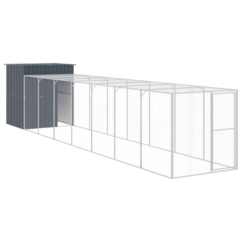 VidaXL Kippenhok met ren 165x863x181 cm gegalvaniseerd staal antraciet