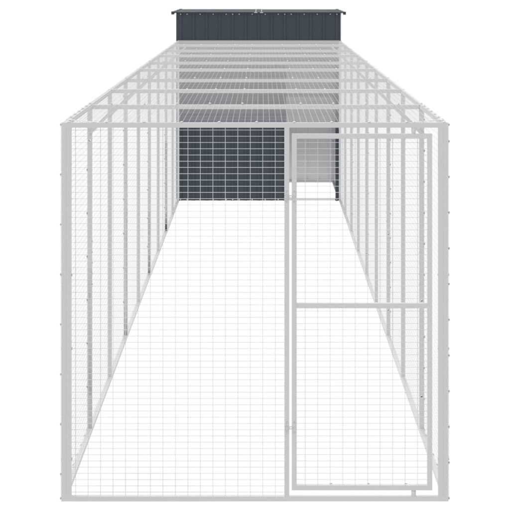 VidaXL Kippenhok met ren 165x1067x181 cm staal antraciet
