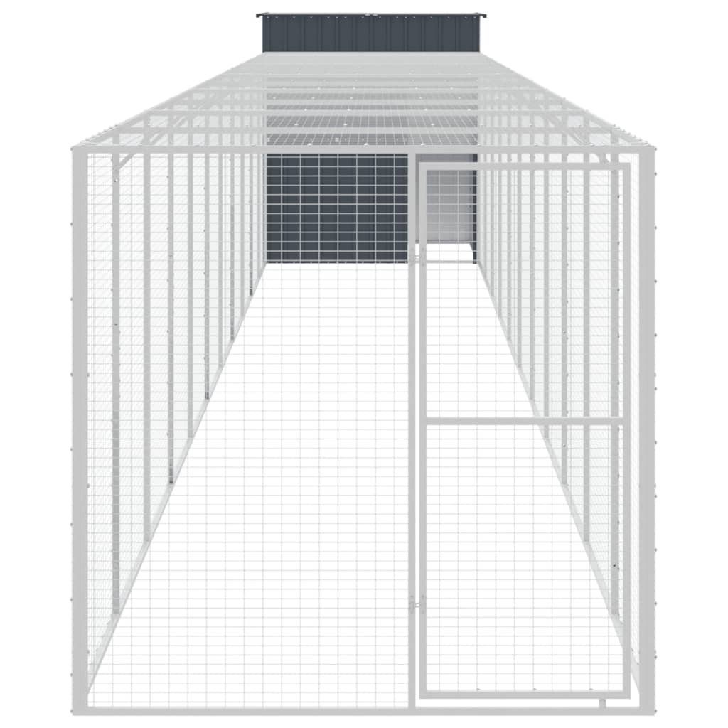VidaXL Kippenhok met ren 165x1271x181 cm staal antraciet