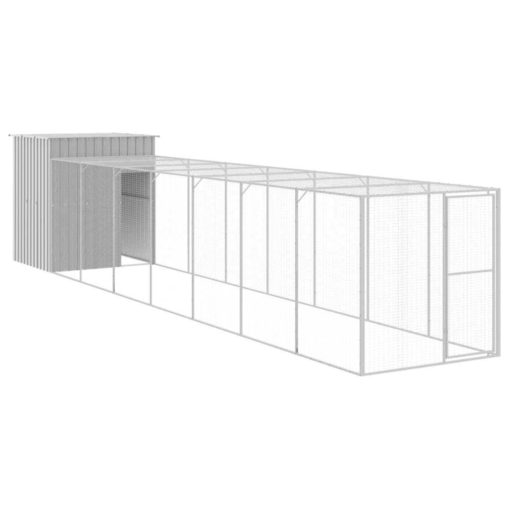 VidaXL Kippenhok met ren 165x863x181 cm gegalvaniseerd staal grijs
